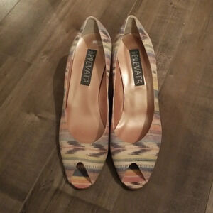 Vintage Southwestern Woven Peep-Toe Heels – Size 10